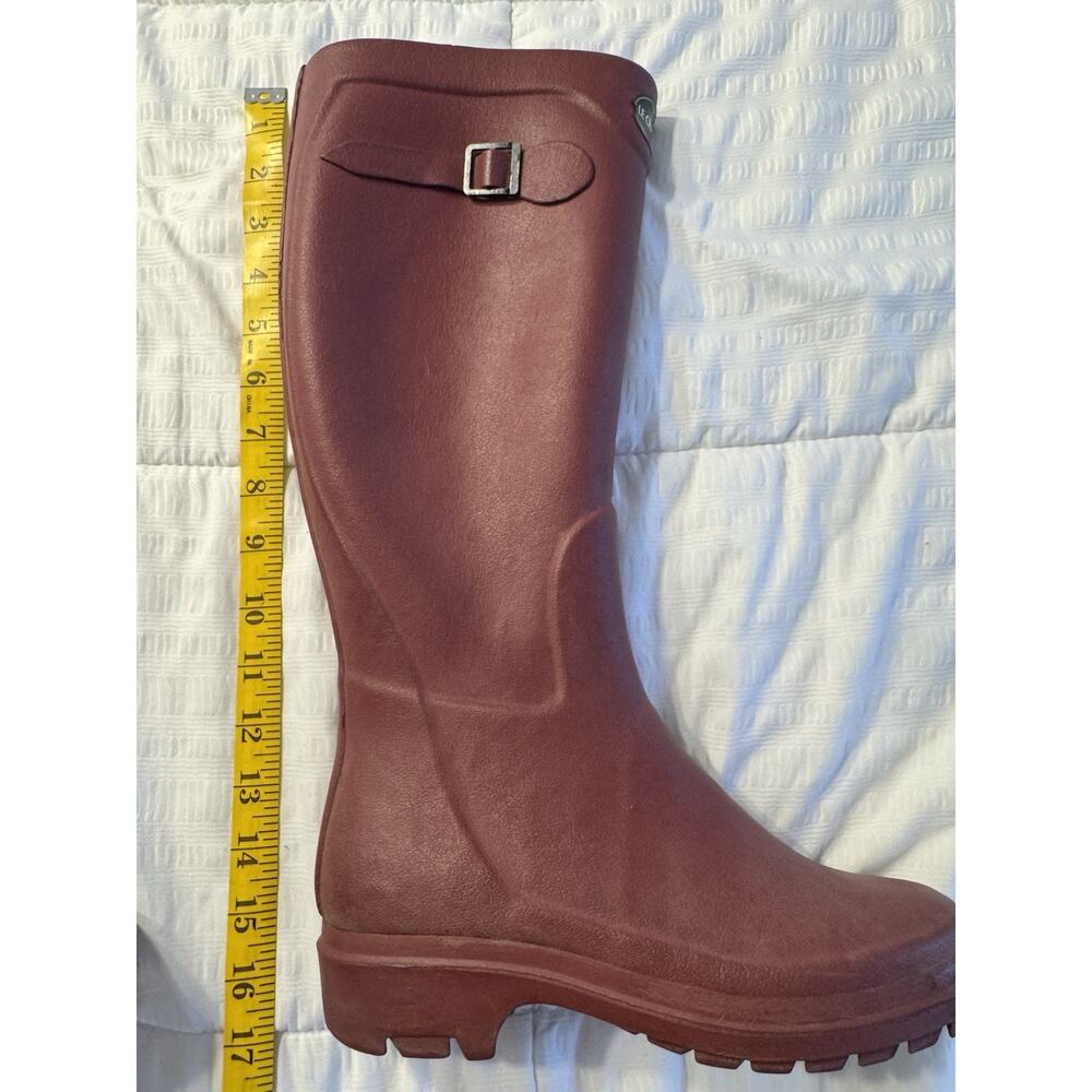 Le Chameau Rubber Rain boots Maroon Burgundy Women's Size 6 Long Round Toe - Picture 9 of 11